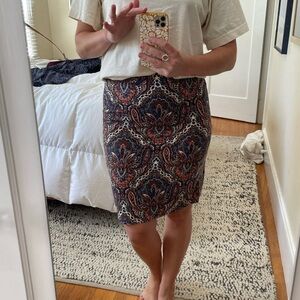 J Crew paisley pencil skirt